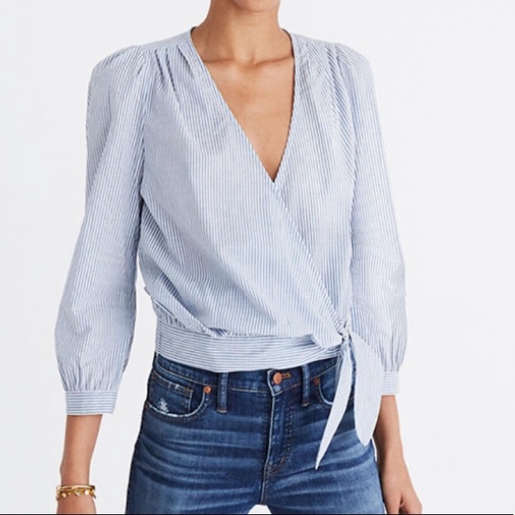 Madewell Tops - Madewell Striped Wrap Front Blouse